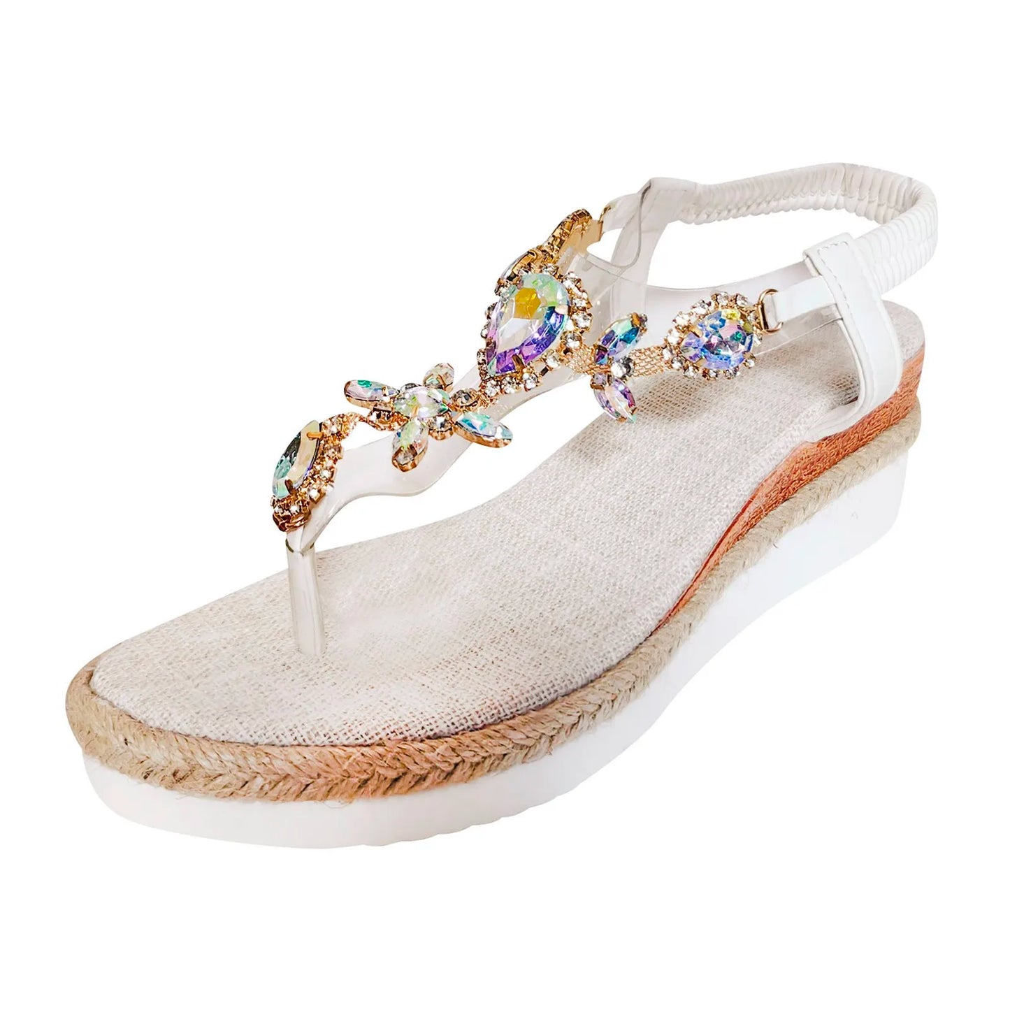 Rhinestone Wedge Heel Sandals