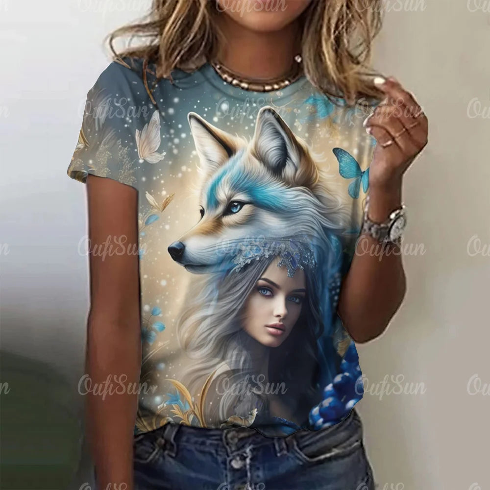 3d Wolf Print Women's Clothing