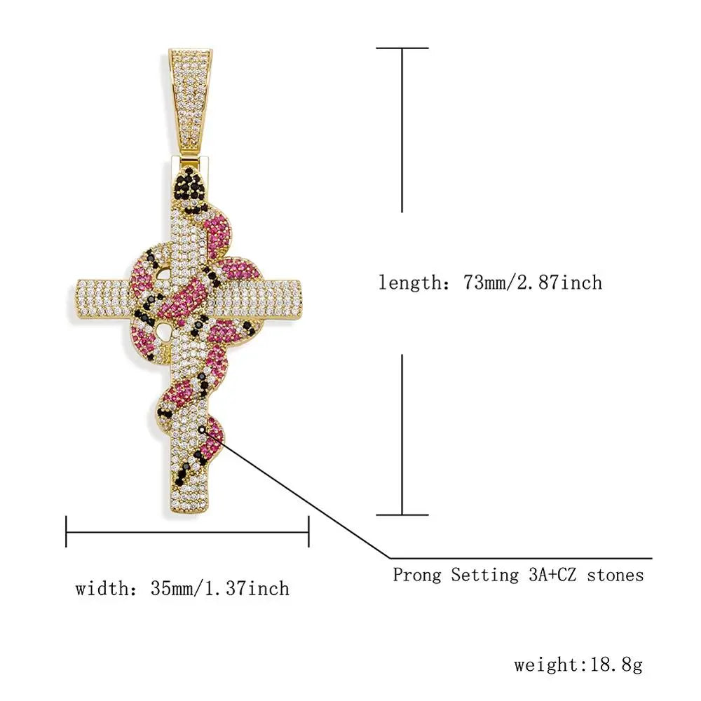 New Snake Winding Cross Pendant