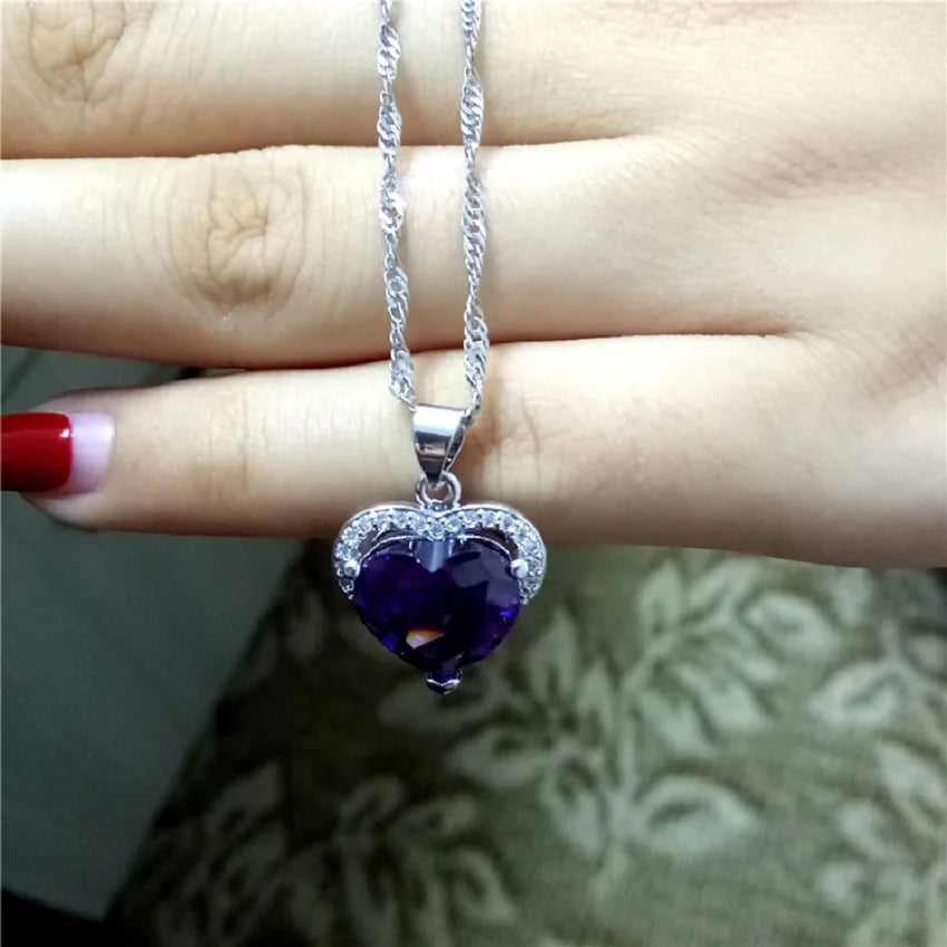 Purple Love Heart Pendants