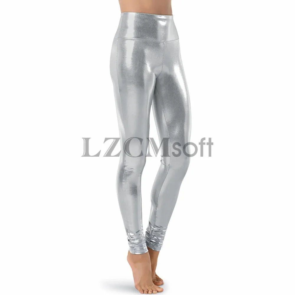 Silver Metallic Dance Leggings