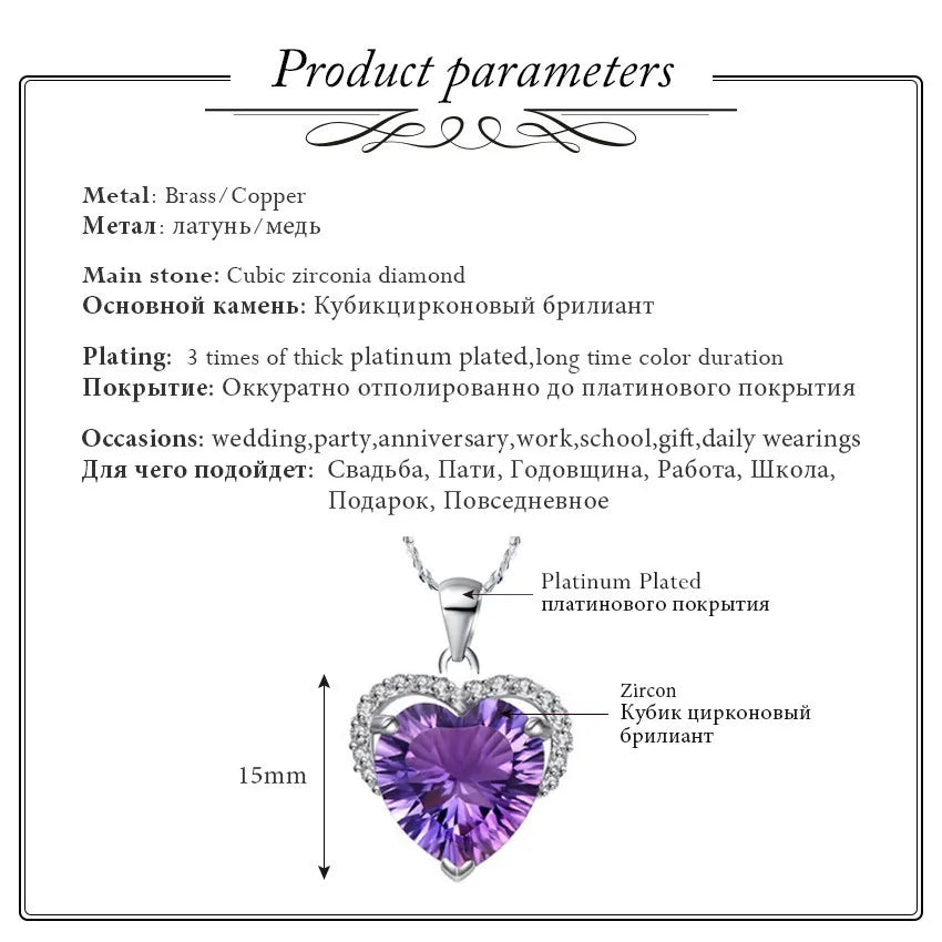 Purple Love Heart Pendants