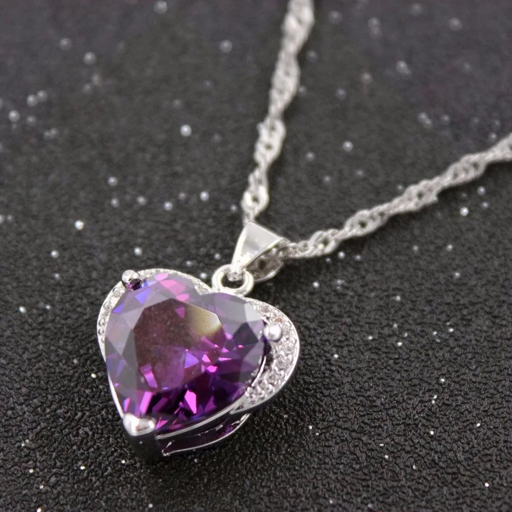 Purple Love Heart Pendants