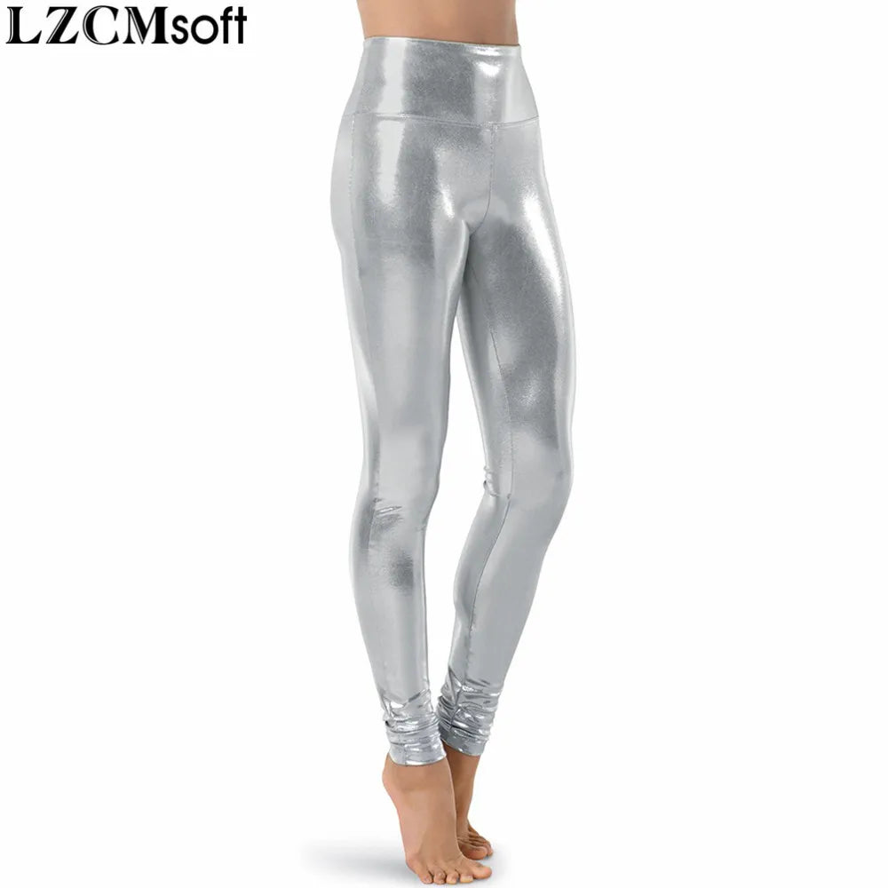 Silver Metallic Dance Leggings