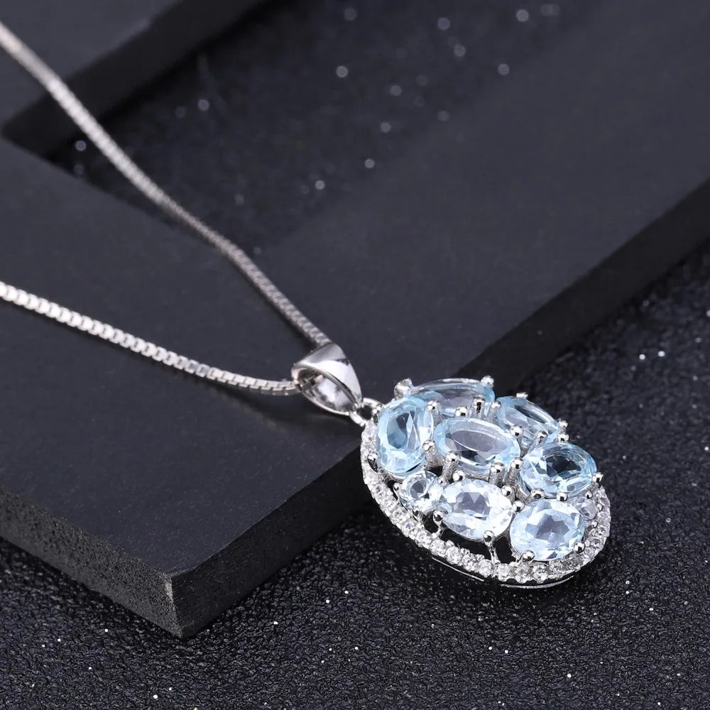 Sky Blue Topaz Pendant Necklace