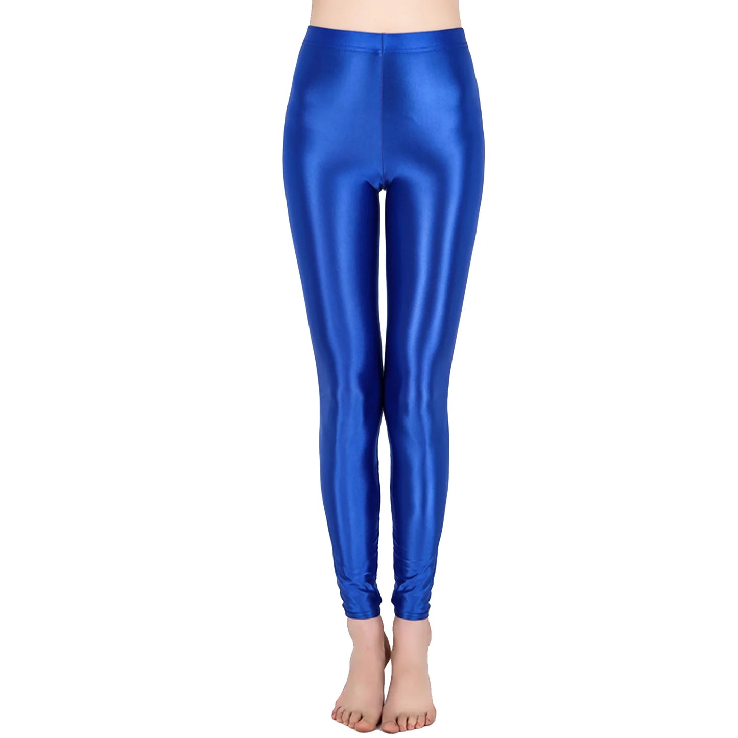 Womens Solid Color Glossy Pants