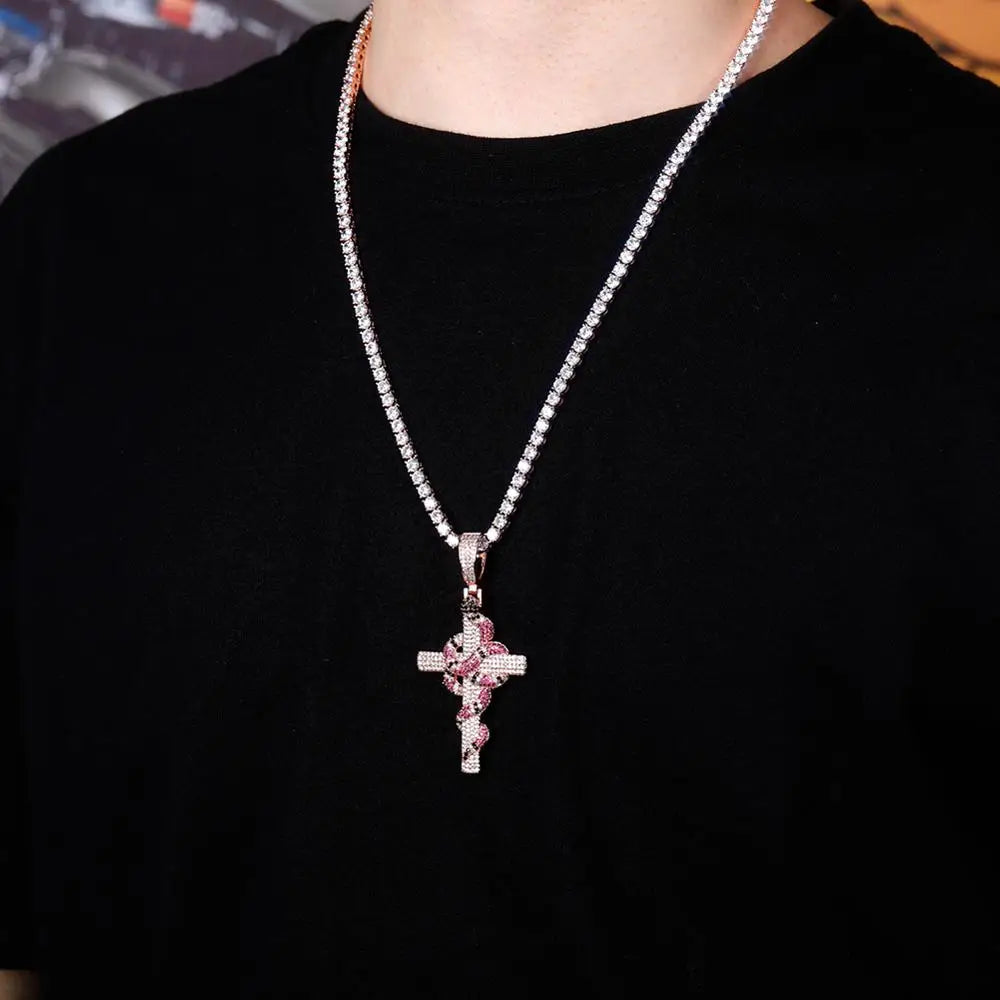 New Snake Winding Cross Pendant