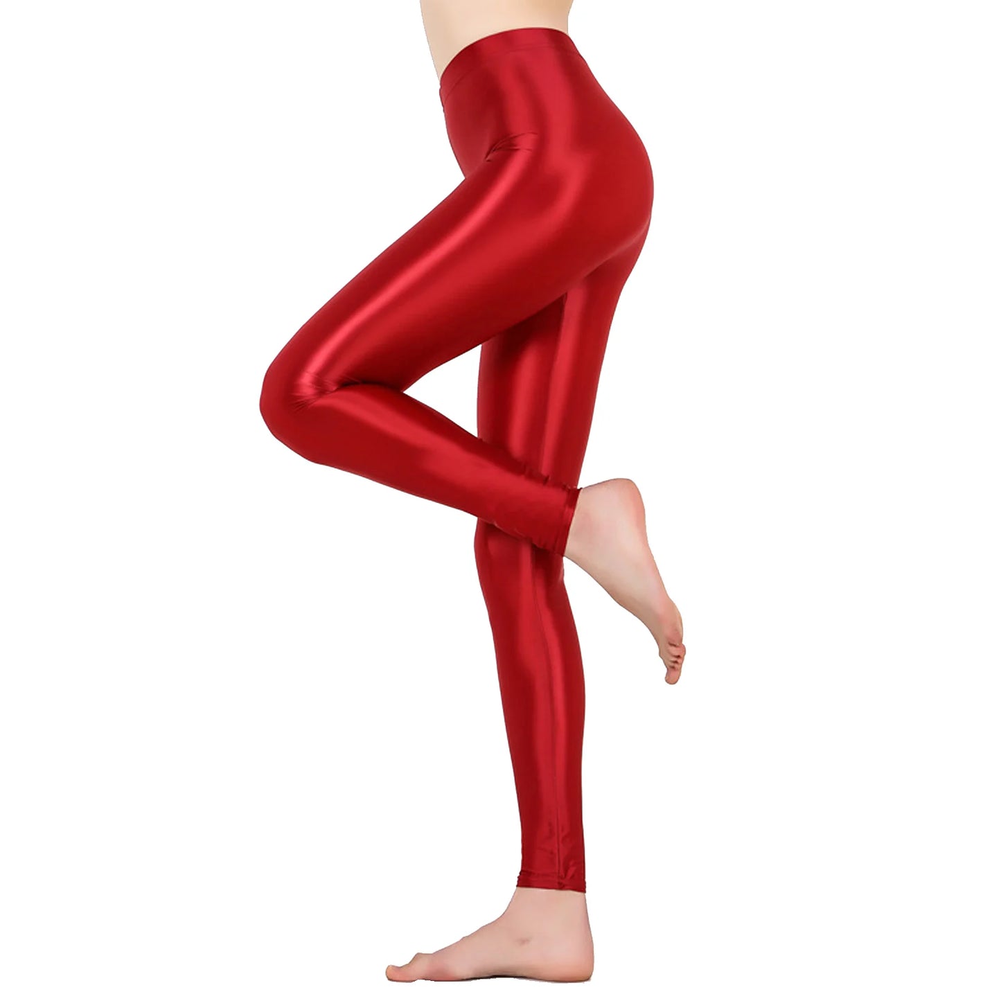 Womens Solid Color Glossy Pants