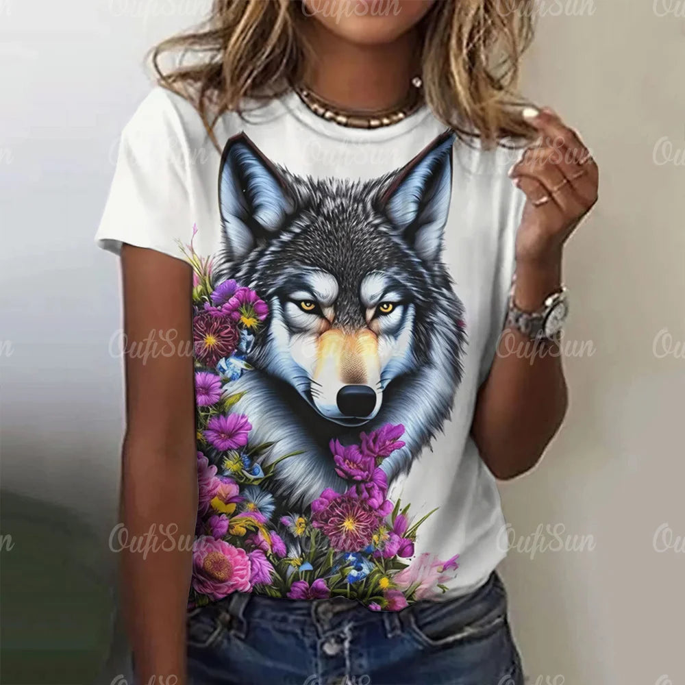 3d Wolf Print Women's Clothing