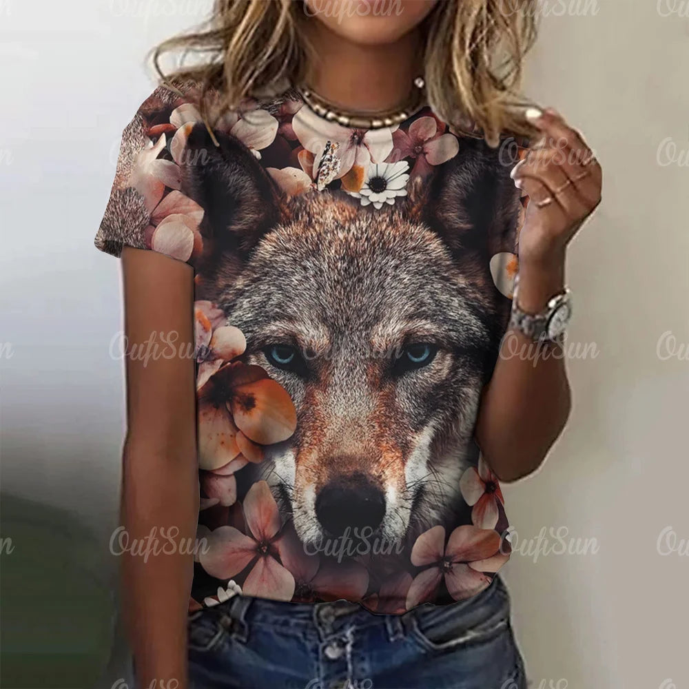 3d Wolf Print Women's Clothing