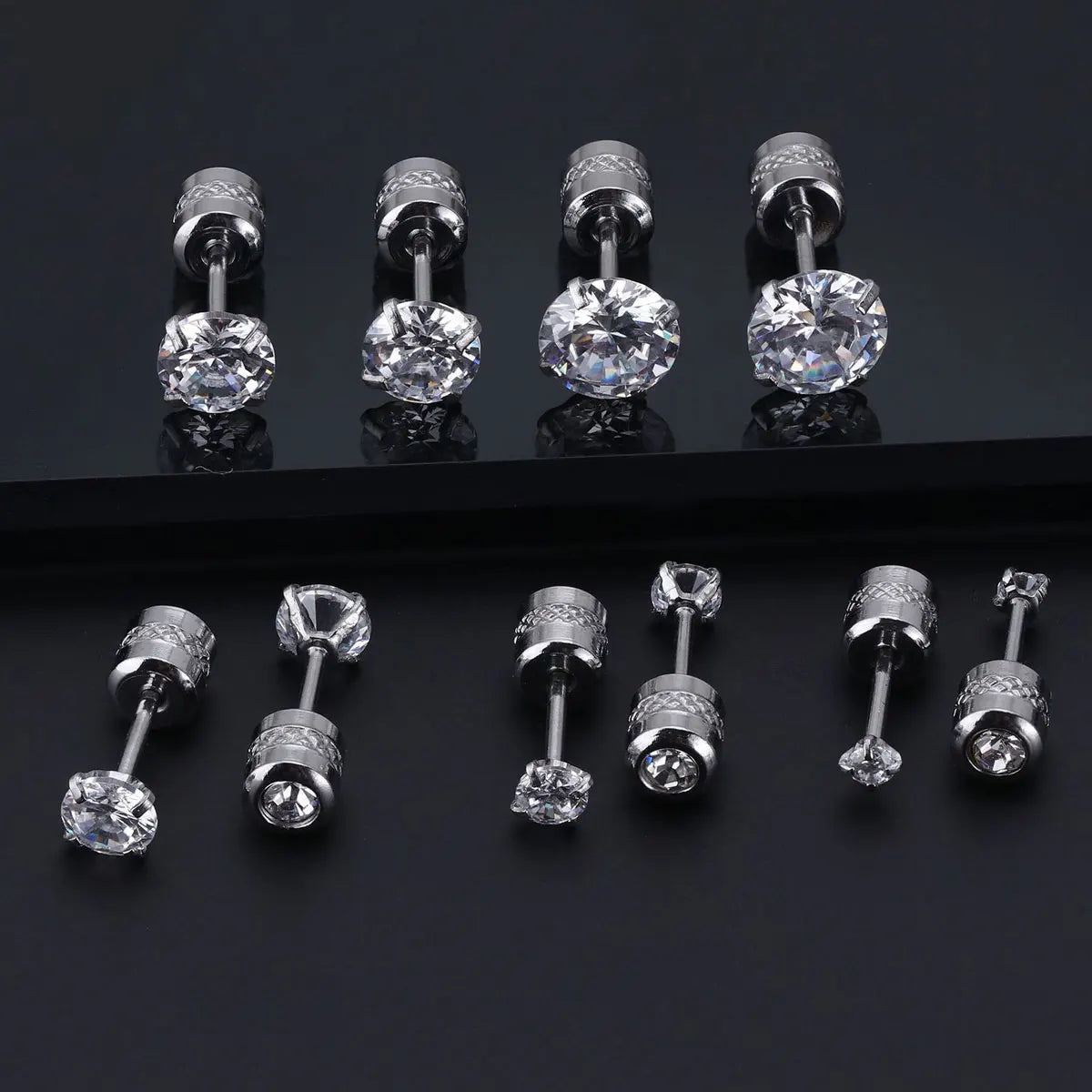 Mini Crystal Screw Stud Earrings