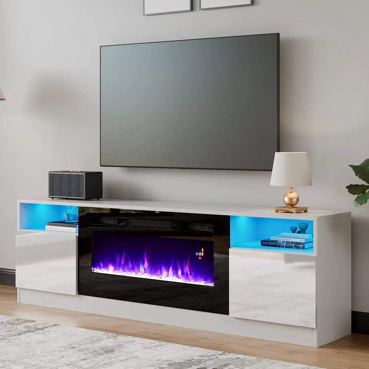 80" TV Stand Electric Fireplace,