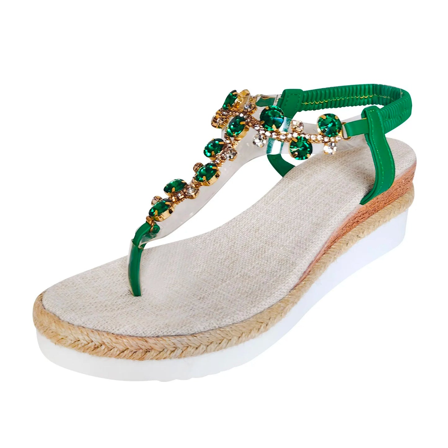 Rhinestone Wedge Heel Sandals
