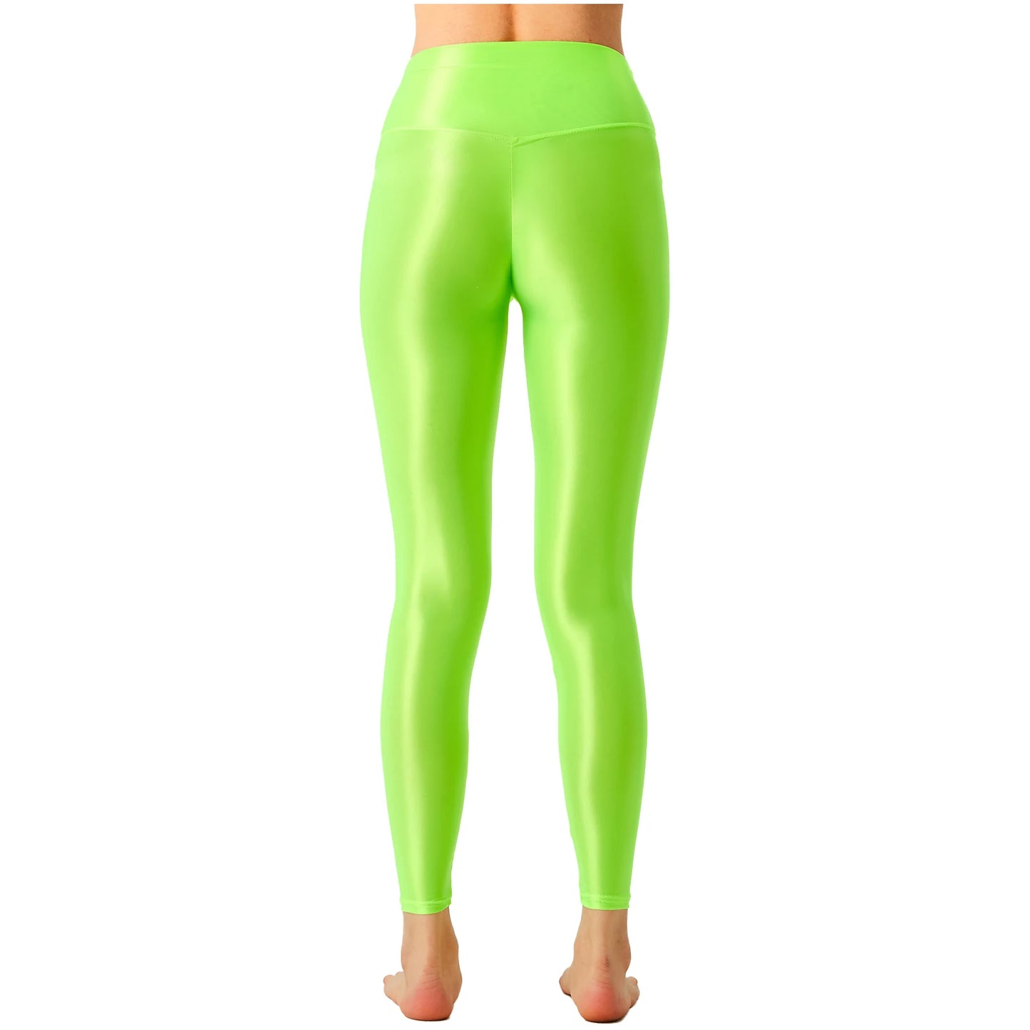 Womens Solid Color Glossy Pants