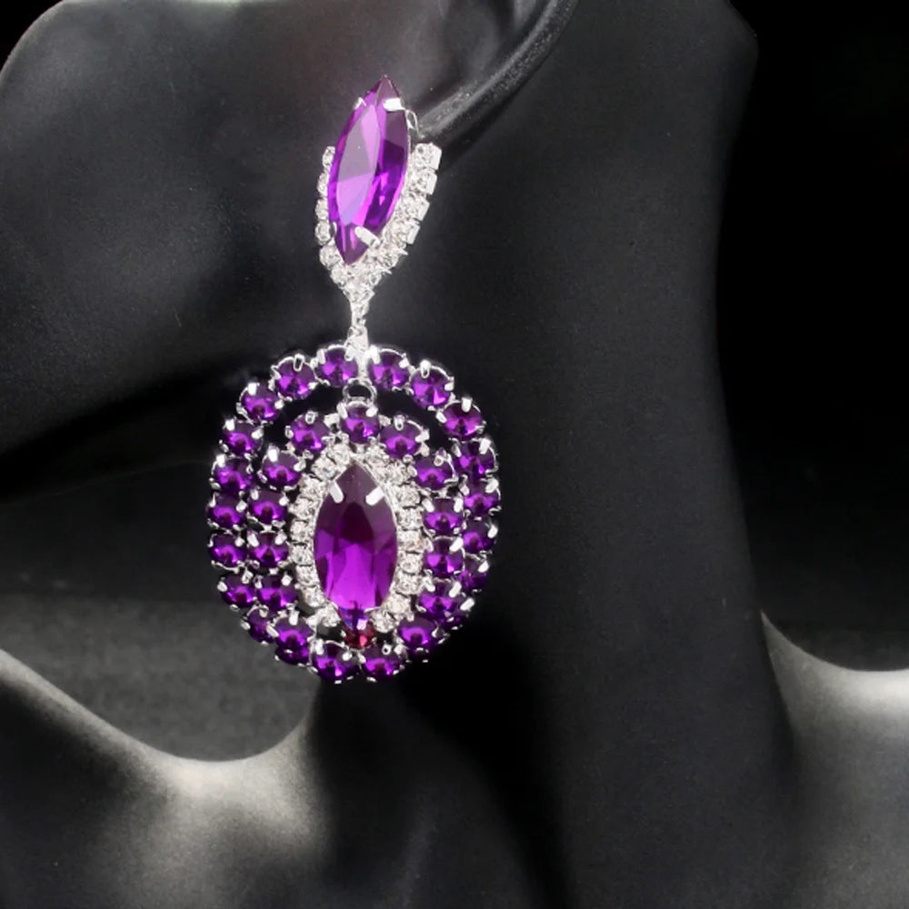 Exquisite Purple Crystal Earrings