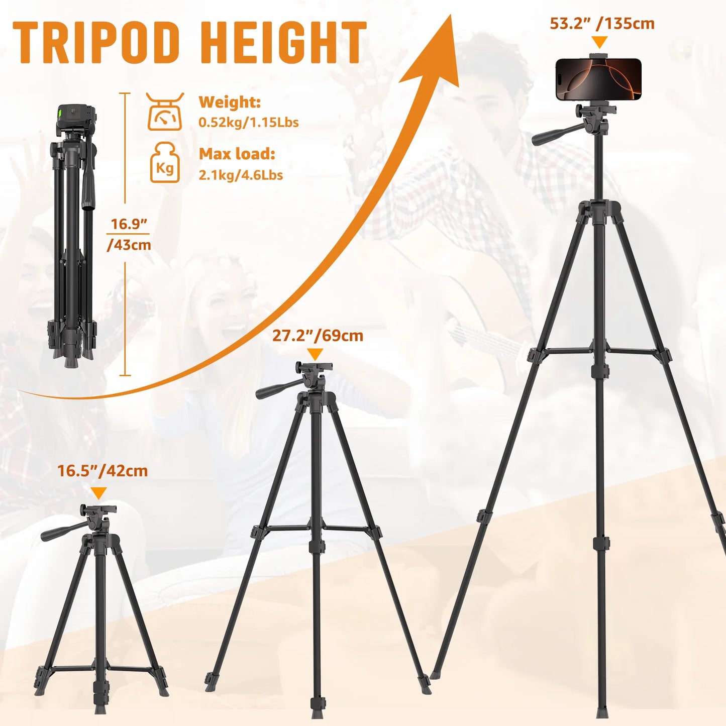 Luswemi 53'' Phone Tripod Stand