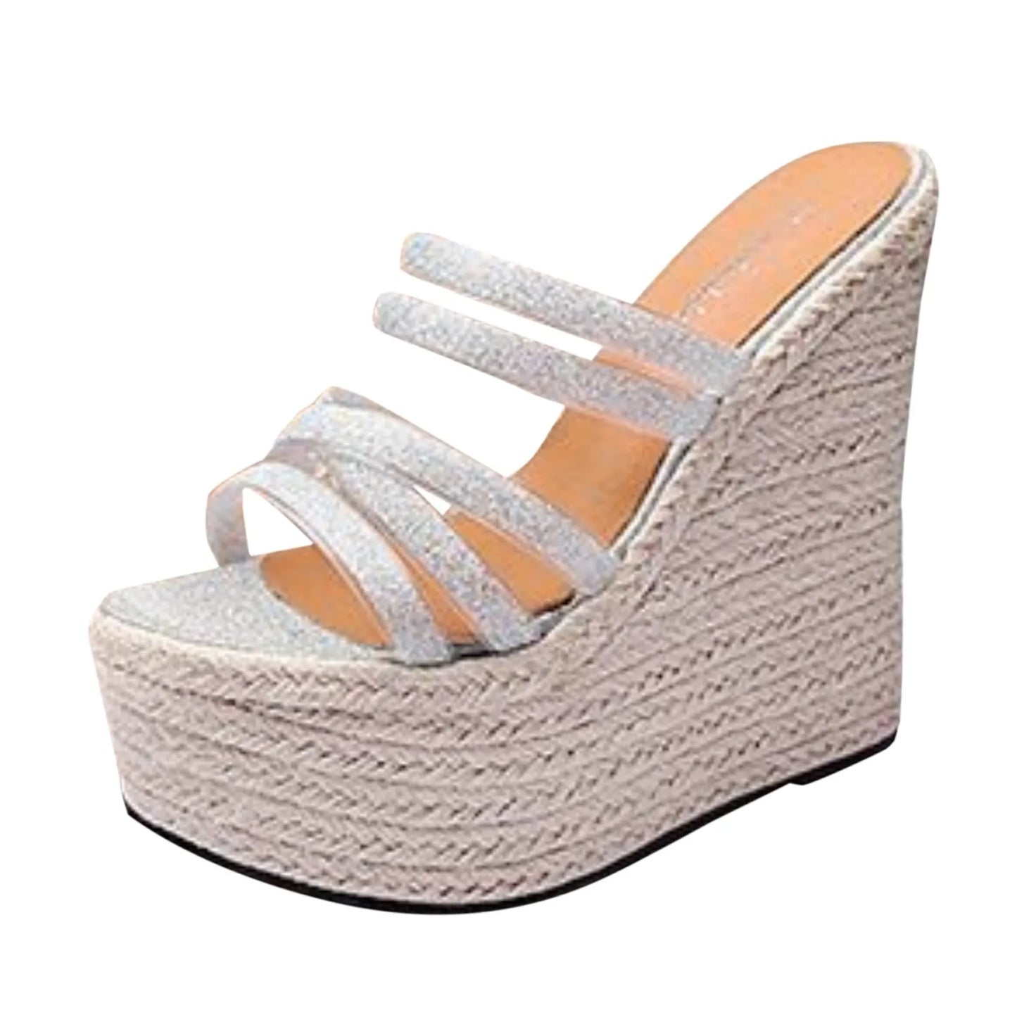 High Wedge Heel Multi Strap Sandals