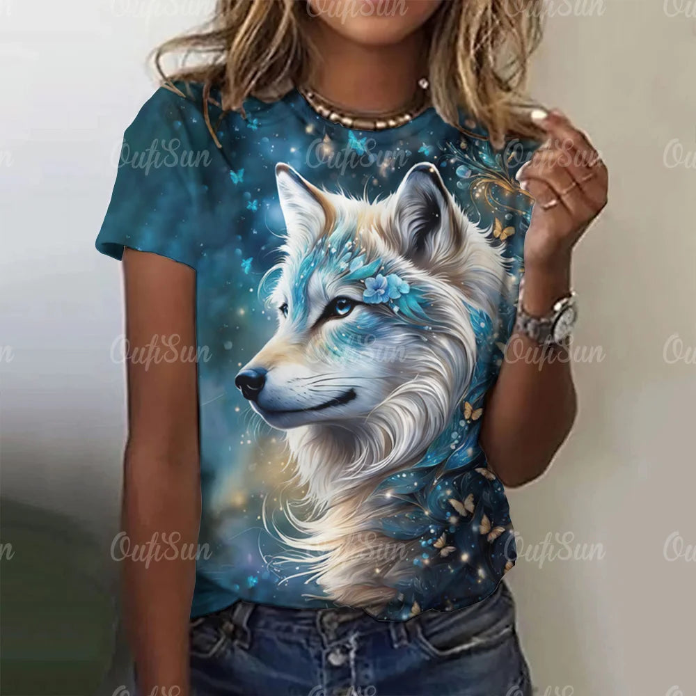 3d Wolf Print Women's Clothing