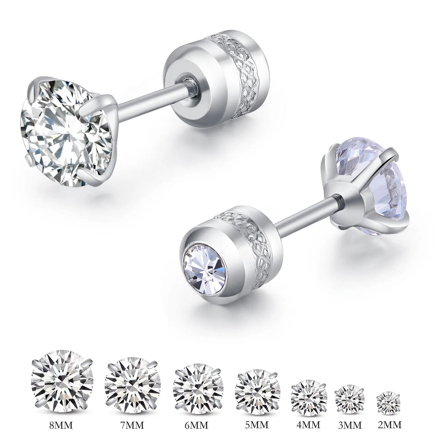 Mini Crystal Screw Stud Earrings