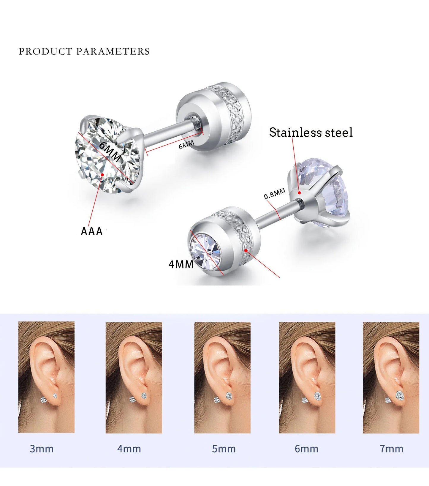 Mini Crystal Screw Stud Earrings