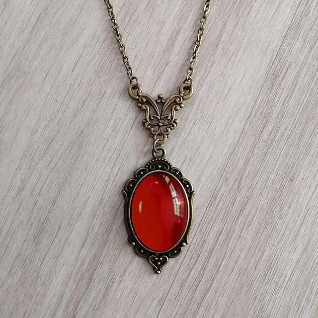 Vintage Red Quartz Crystal Necklace