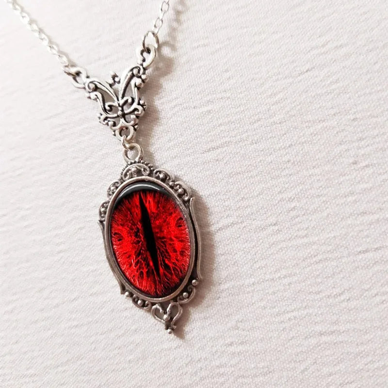 Gothic Blood Red Cat Eyes Pendant