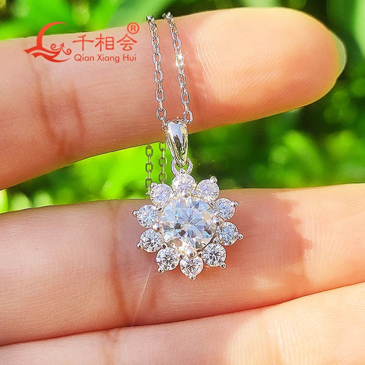 Sunflower moissanite stone pendant