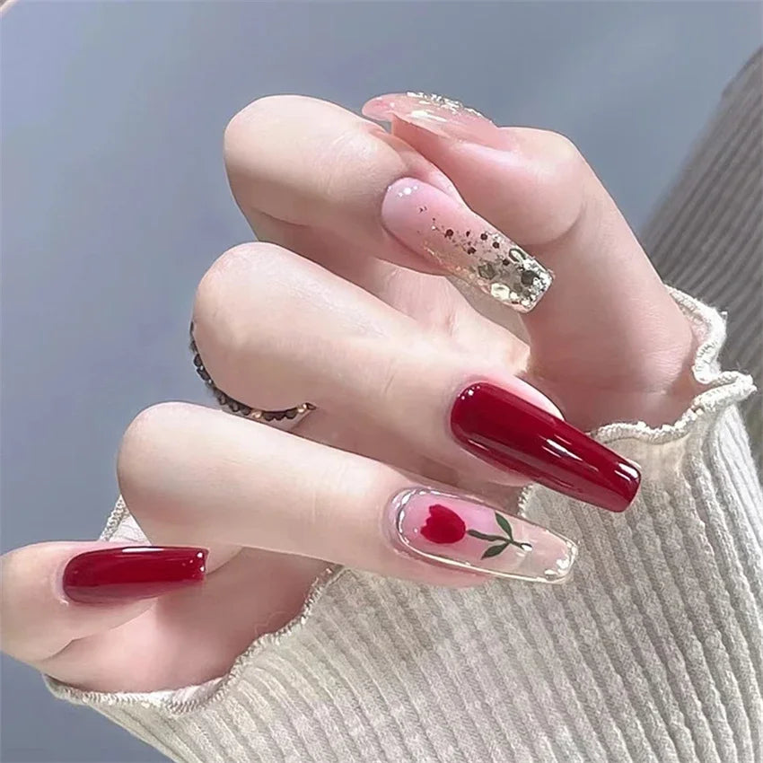 24Pcs/Set Retro Press on Nails Art