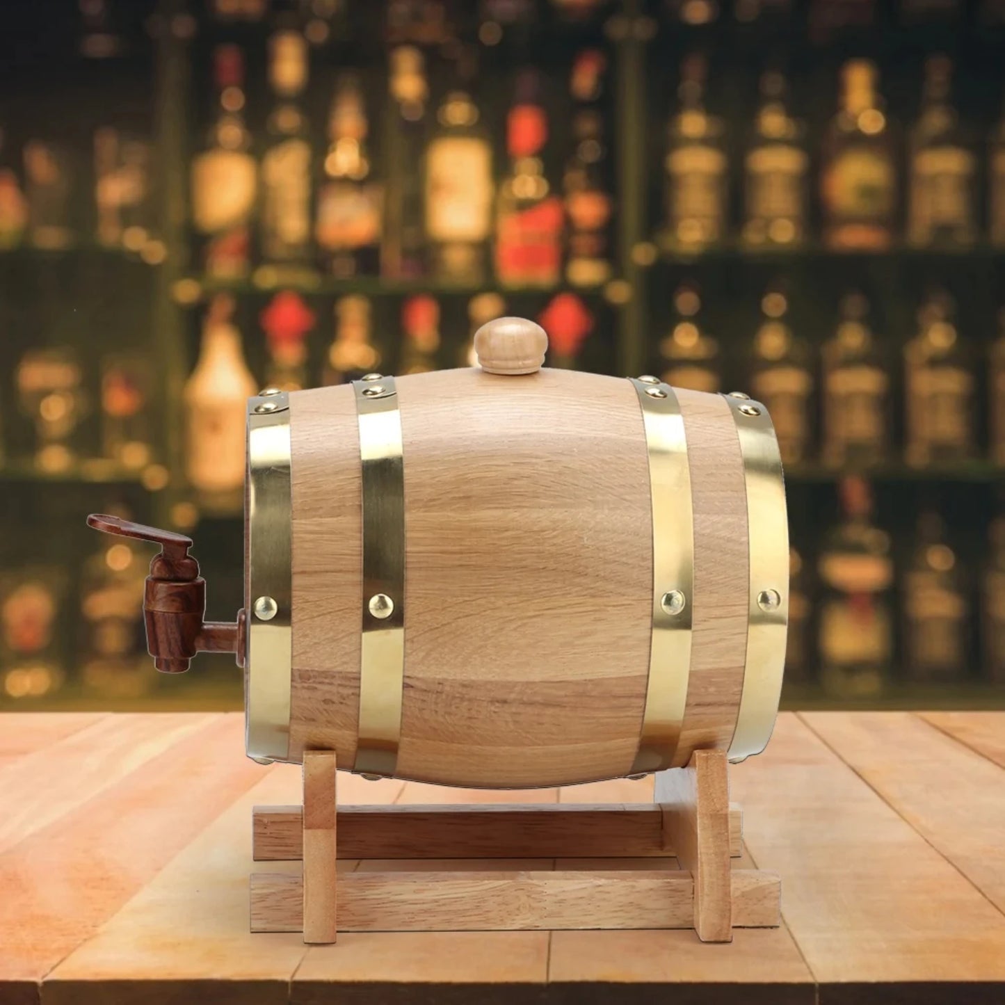 Vintage 1.5L Oak Wood Barrel Keg