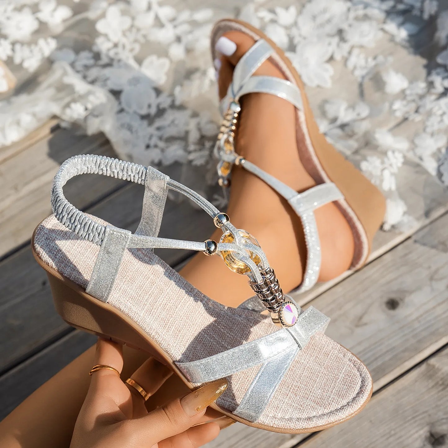 Sexy Woven Strap Wedge Sandals