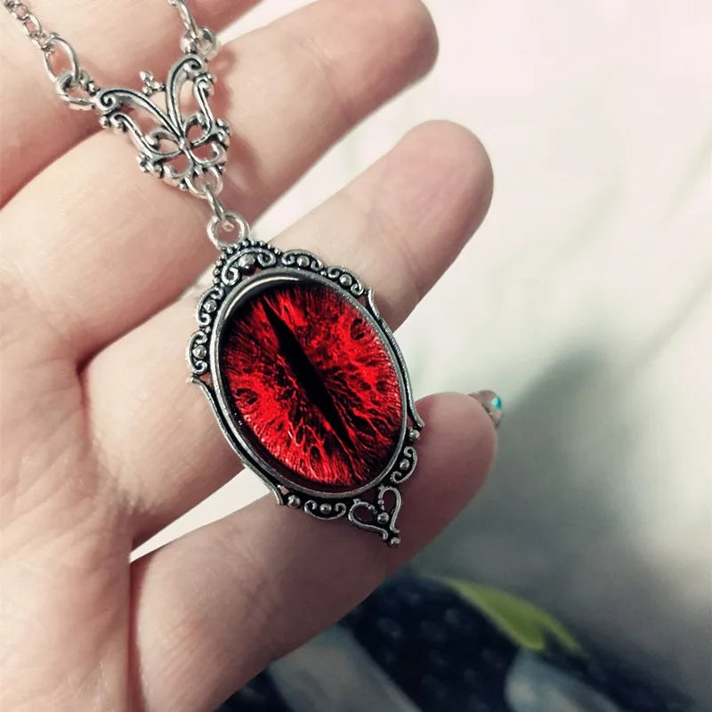 Gothic Blood Red Cat Eyes Pendant