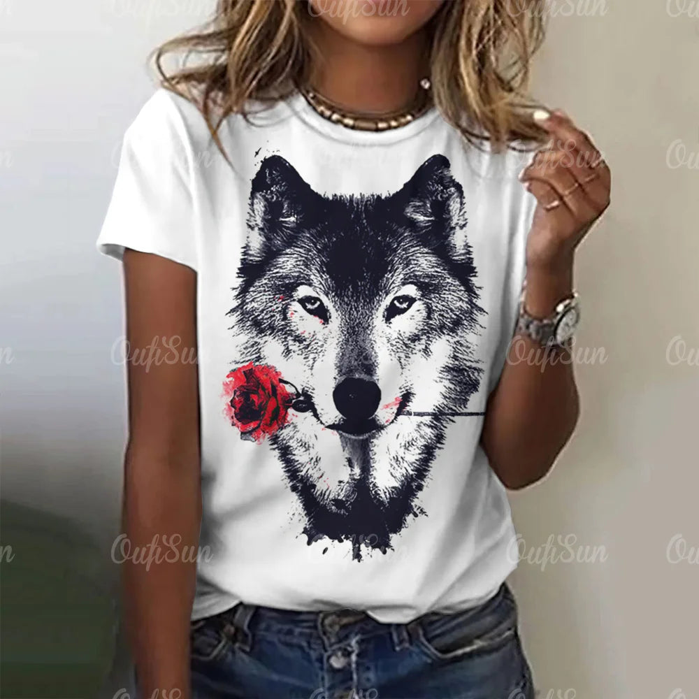 3d Wolf Print Women's Clothing