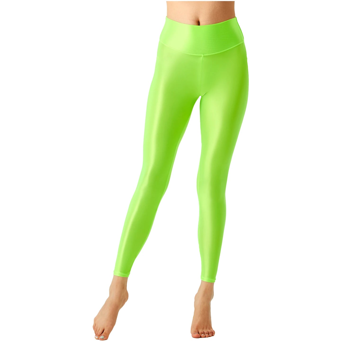 Womens Solid Color Glossy Pants