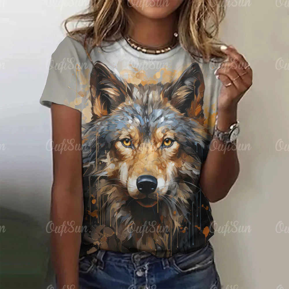 3d Wolf Print Women's Clothing