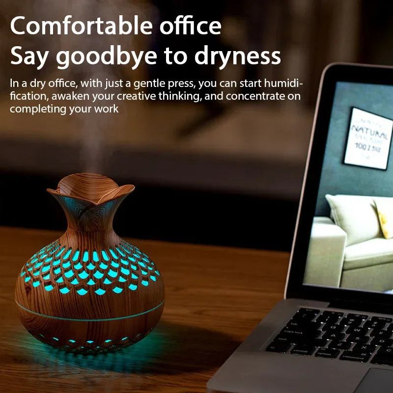 Wood Grain Mini Vase Air Humidifier