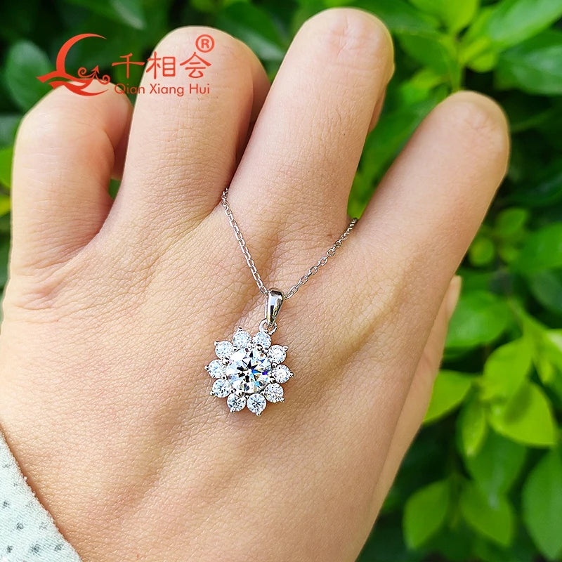 Sunflower moissanite stone pendant