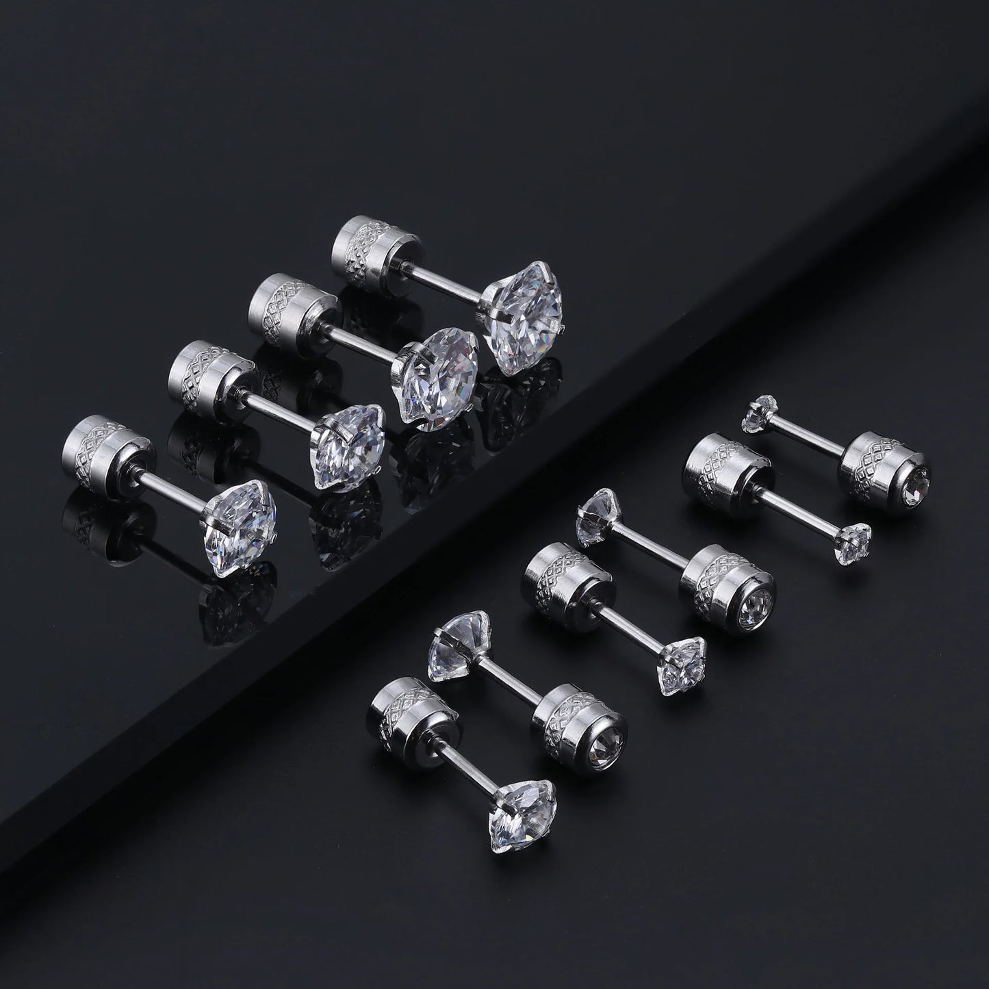 Mini Crystal Screw Stud Earrings