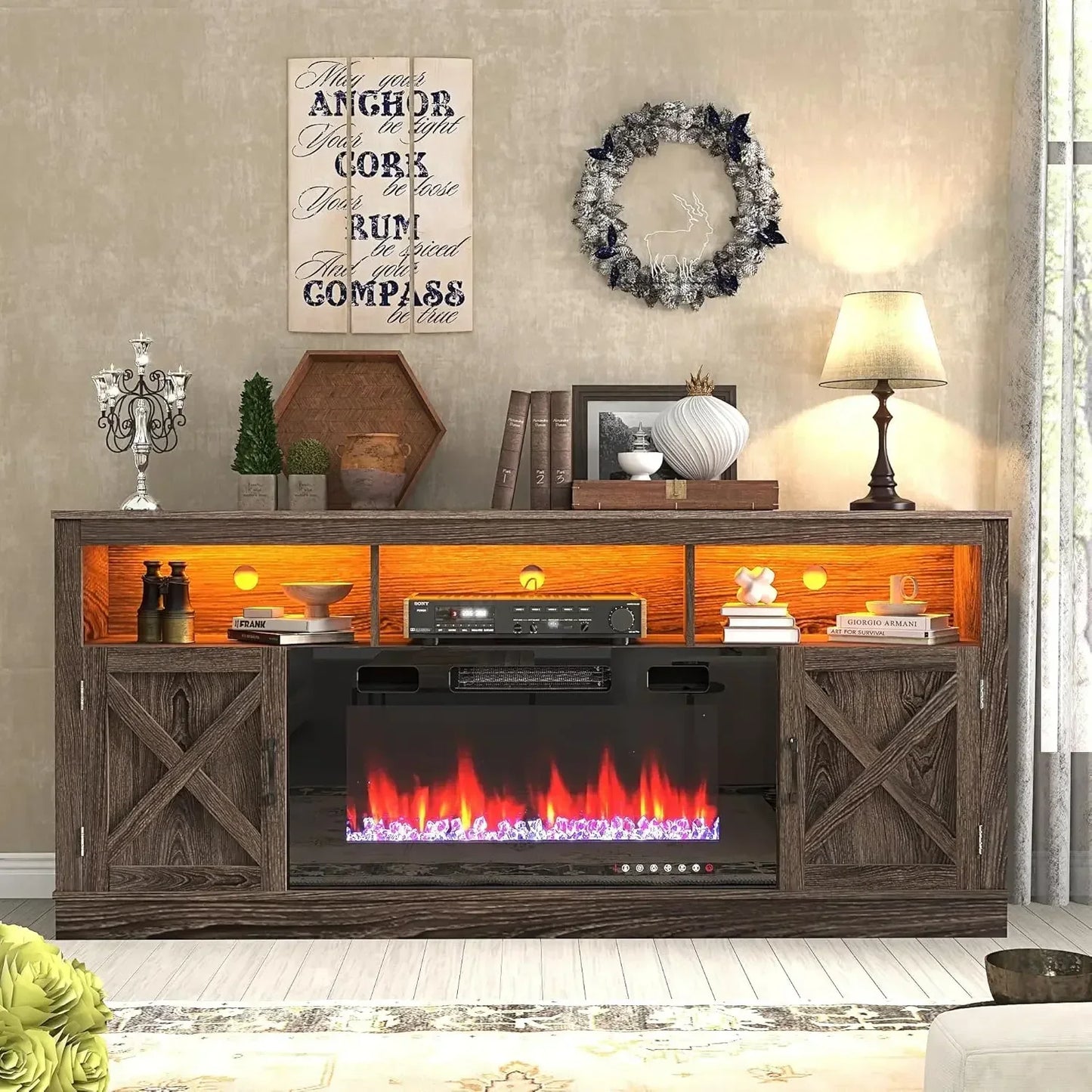 Farmhouse Fireplace TV Stand