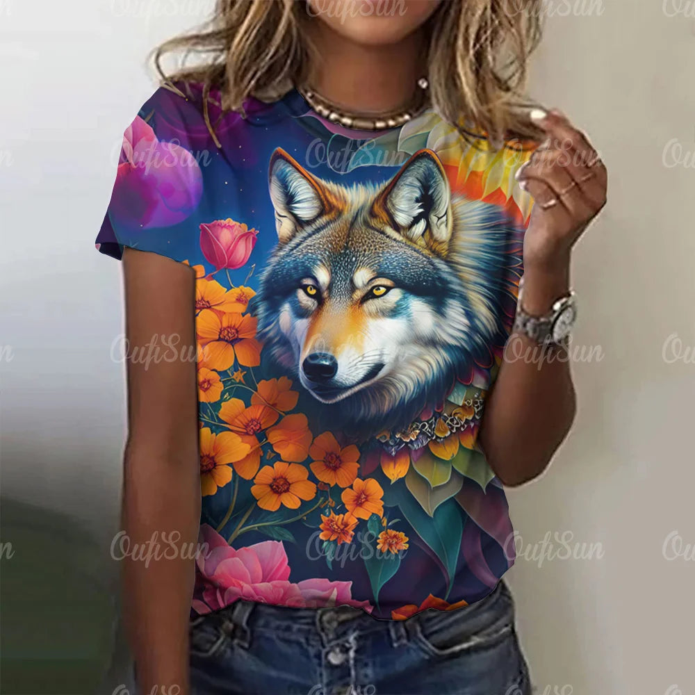 3d Wolf Print Women's Clothing