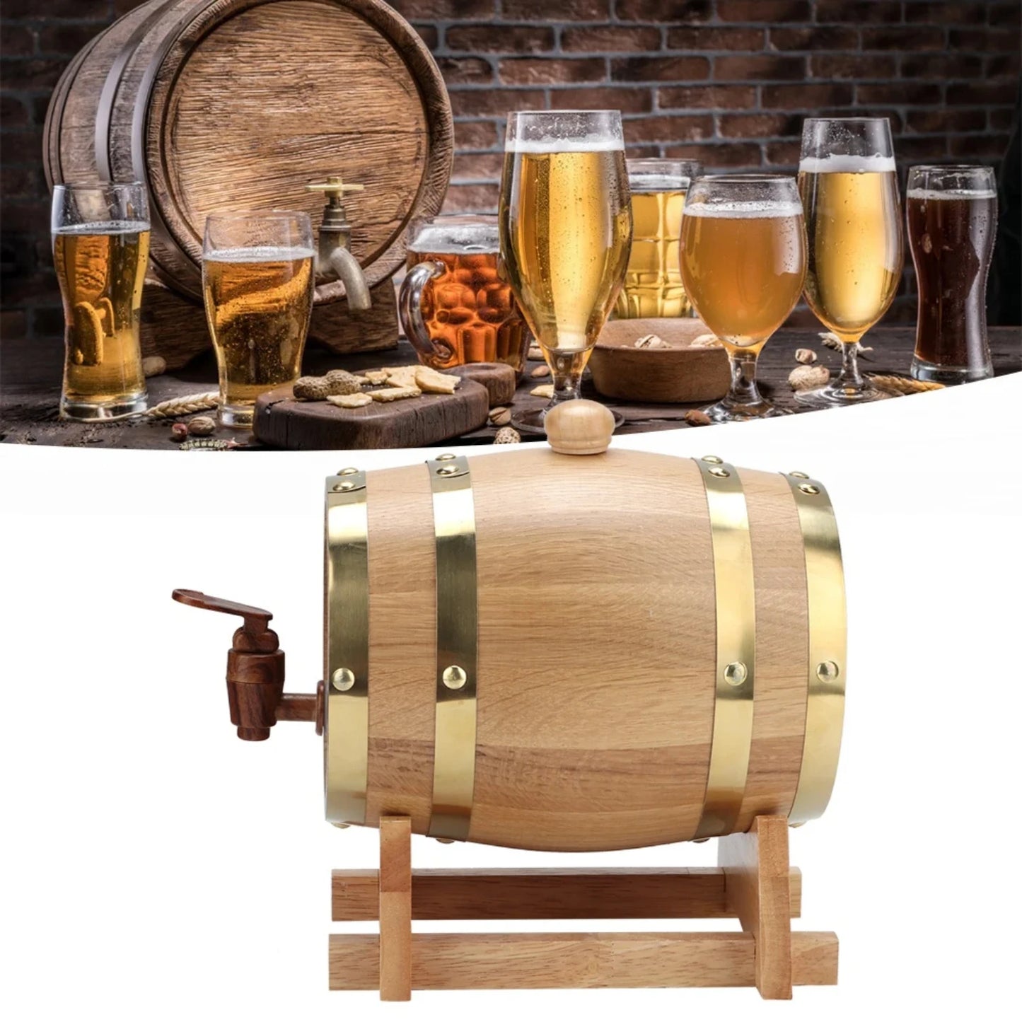 Vintage 1.5L Oak Wood Barrel Keg