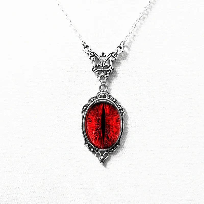 Gothic Blood Red Cat Eyes Pendant