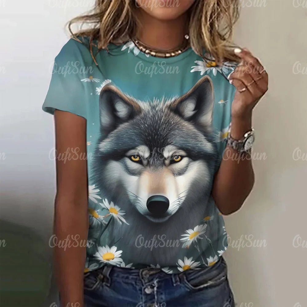 3d Wolf Print Women's Clothing