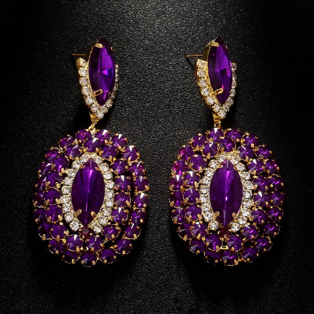 Exquisite Purple Crystal Earrings