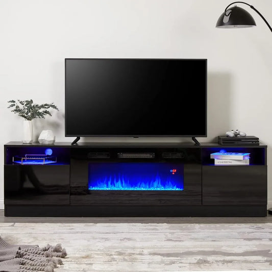 80" TV Stand Electric Fireplace,