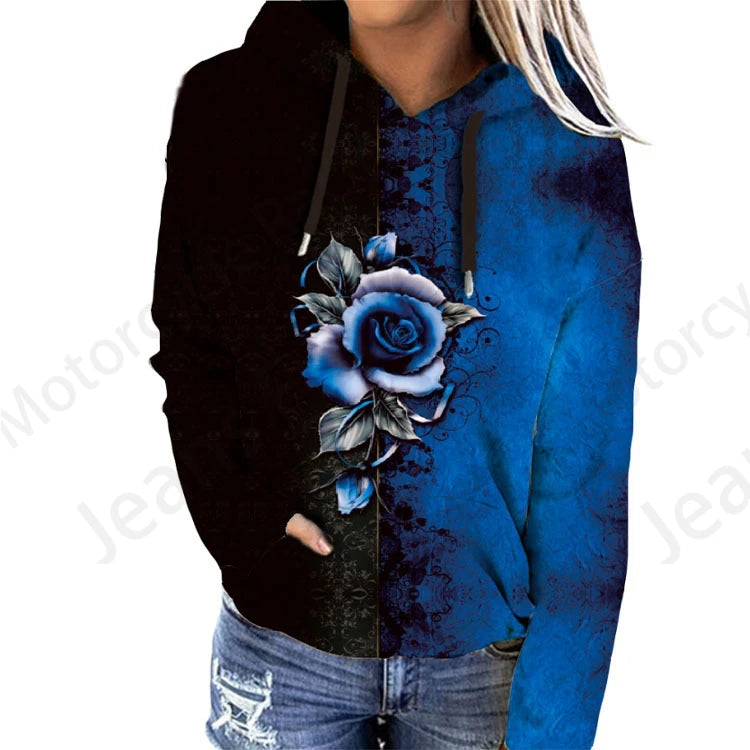 women's Rose Floral 3d Print Hoodie