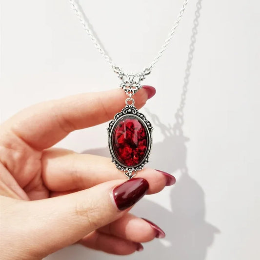 Vintage Red Quartz Crystal Necklace