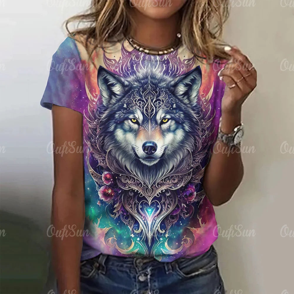 3d Wolf Print Women's Clothing