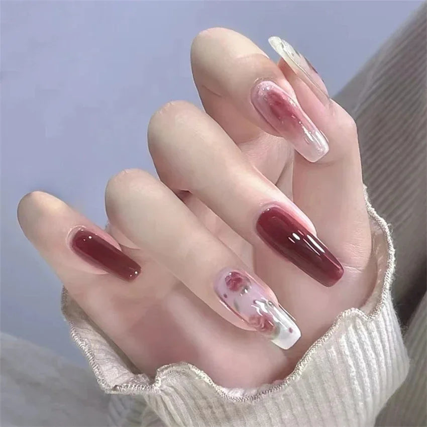 24Pcs/Set Retro Press on Nails Art