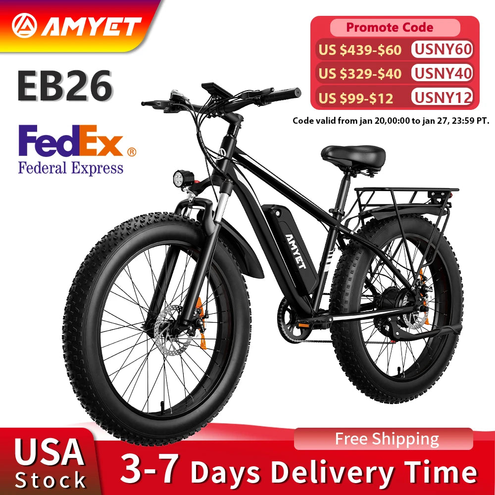 Electric 26" Fat Tire Mountain Bike