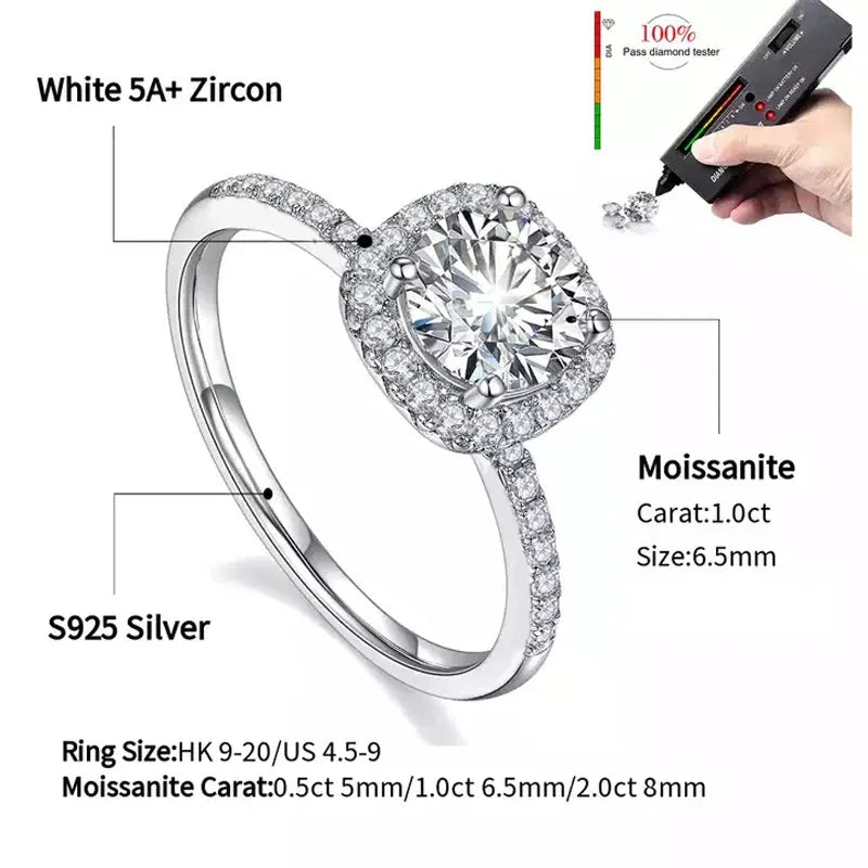 Moissanite Sterling Silver Ring